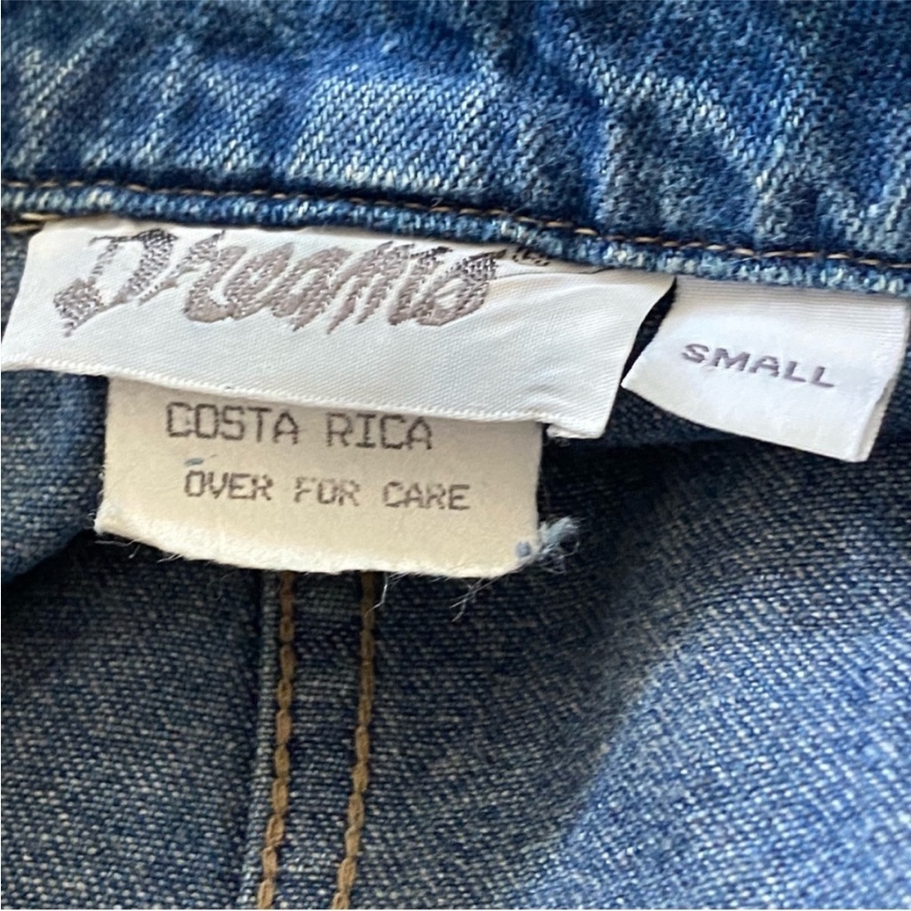 Blue denim 3/4 short sleeve vintage zipper front jumpsuit size small by Dreams - Picture 9 of 9